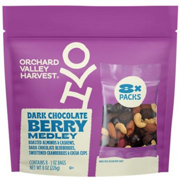 Orchard Valley Harvest Dark Chocolate Berry Medley Trail Mix Snack Packs, 8 ct
