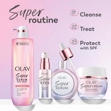 Olay Super Eye Serum - Vitamin C, Caffeine, Niacinamide, Amino Peptide, Aloe Vera - Brightens Dark Circles, 0.45 oz