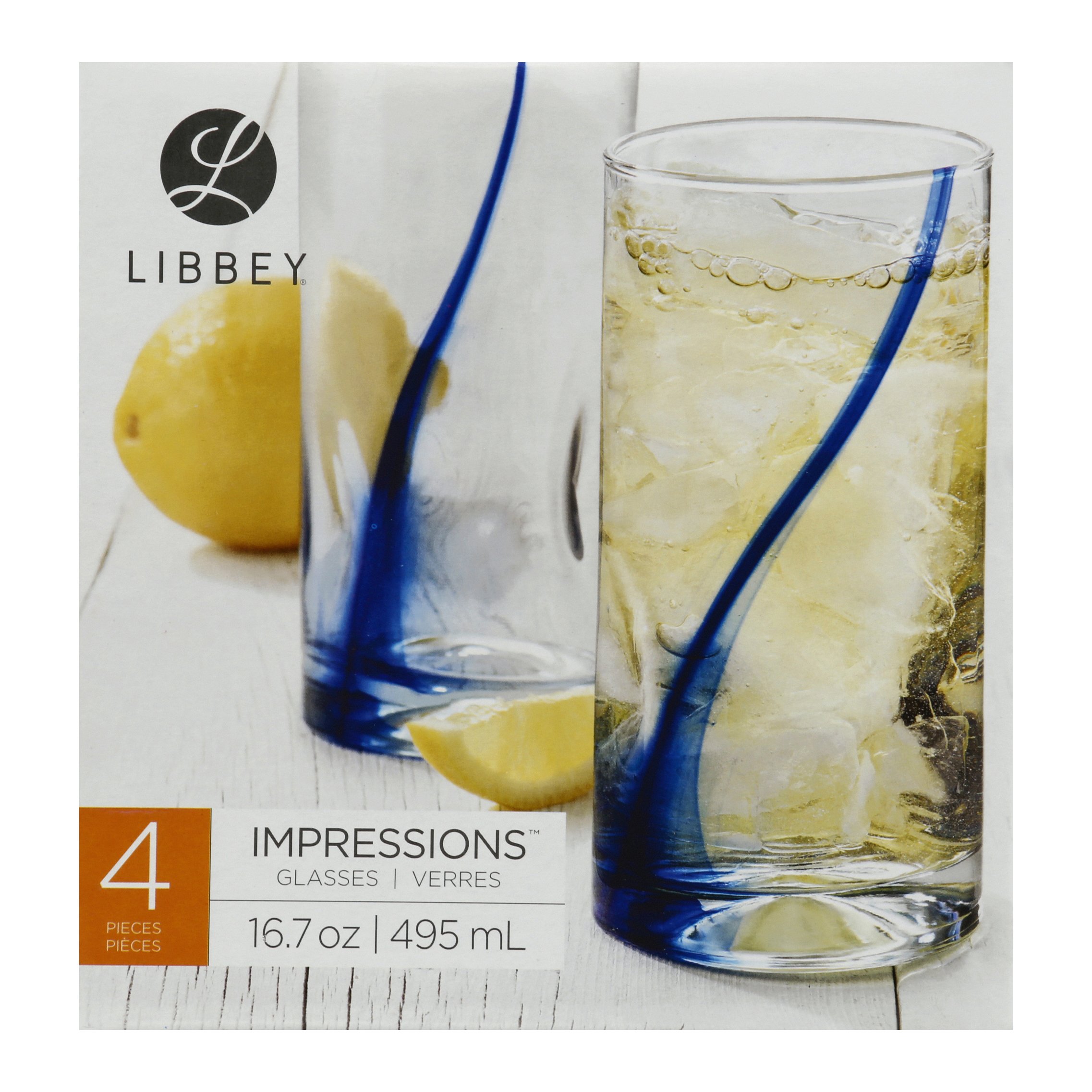 Libbey Impressions Blue Ribbon Glass Set, 4 pk