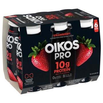 Oikos Pro 10g Protein Strawberry Yogurt Drink 3.1 oz Bottles, 6 ct