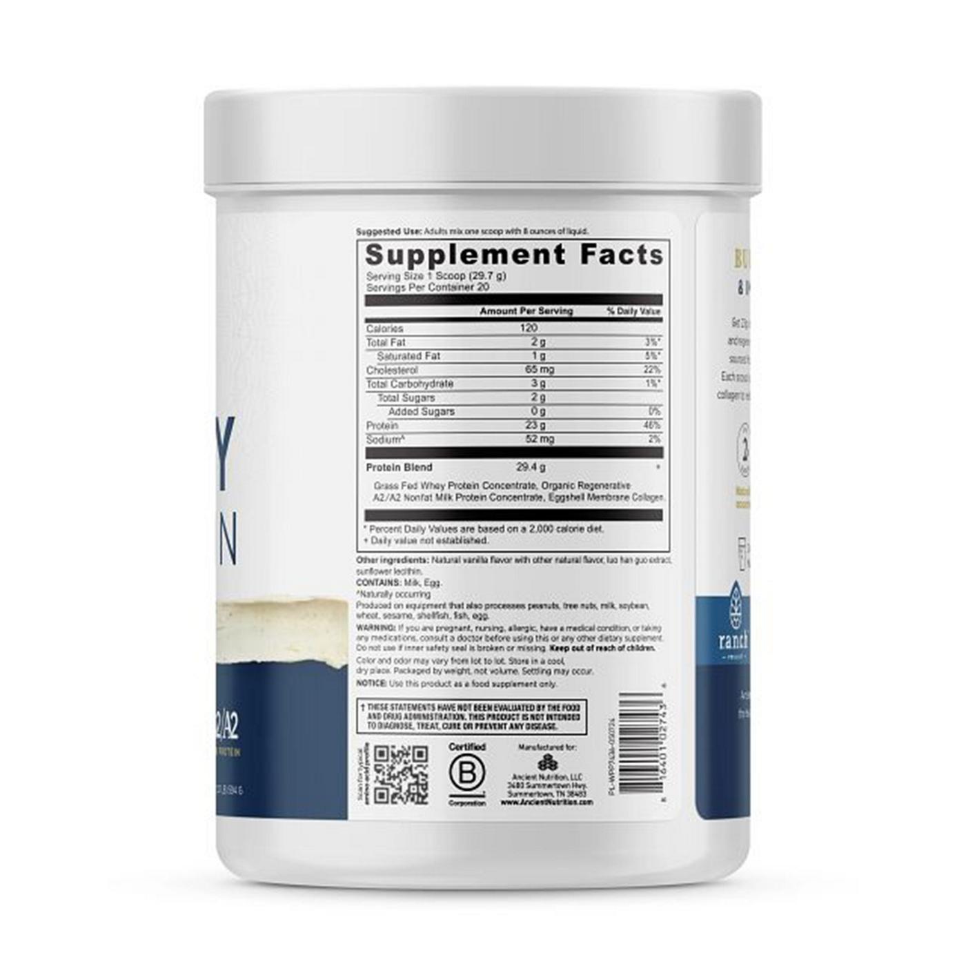 Ancient Nutrition Vanilla Bean Whey Protein; image 2 of 3