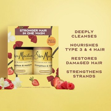 SheaMoisture Strengthen & Restore Shampoo & Conditioner - Jamaican Black Castor Oil 