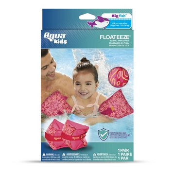 Aqua Leisure Kids FloatEez Fabric Arm Bands - Pink, Medium/Large