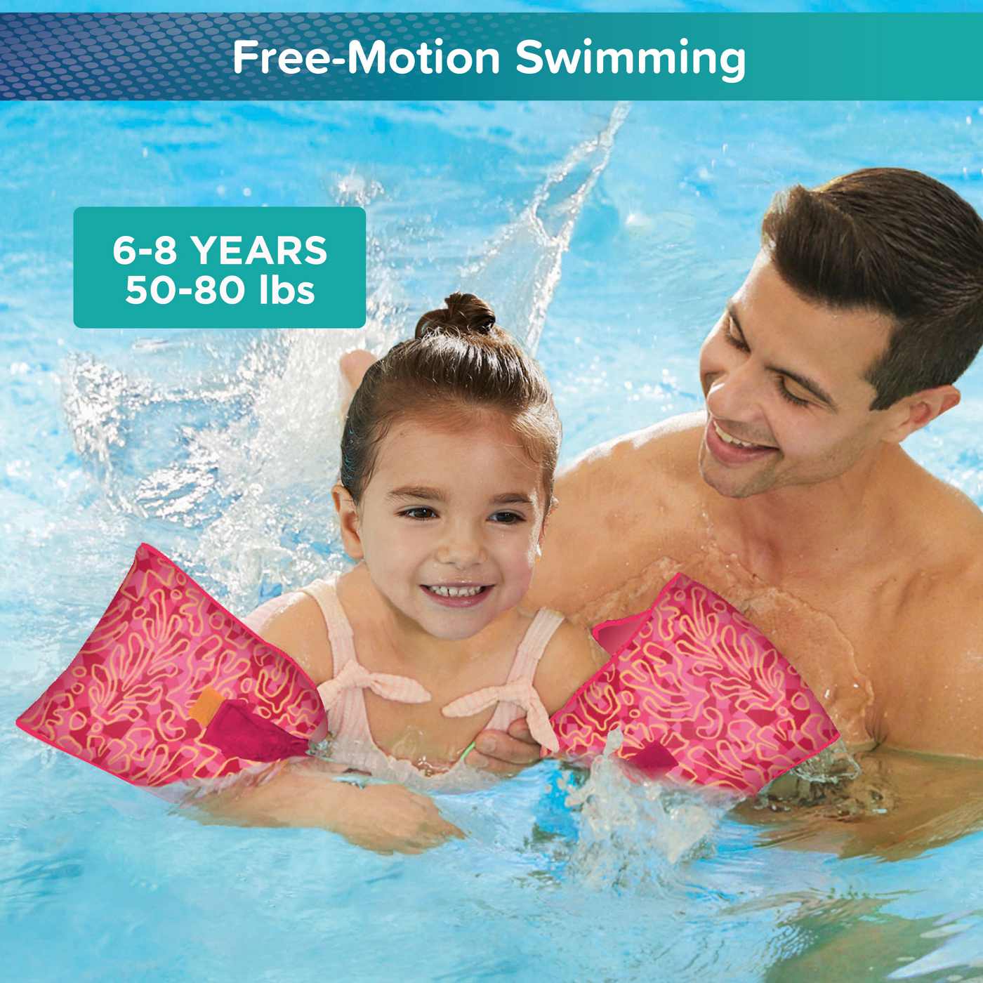 Aqua Leisure Kids FloatEez Fabric Arm Bands - Pink; image 6 of 6