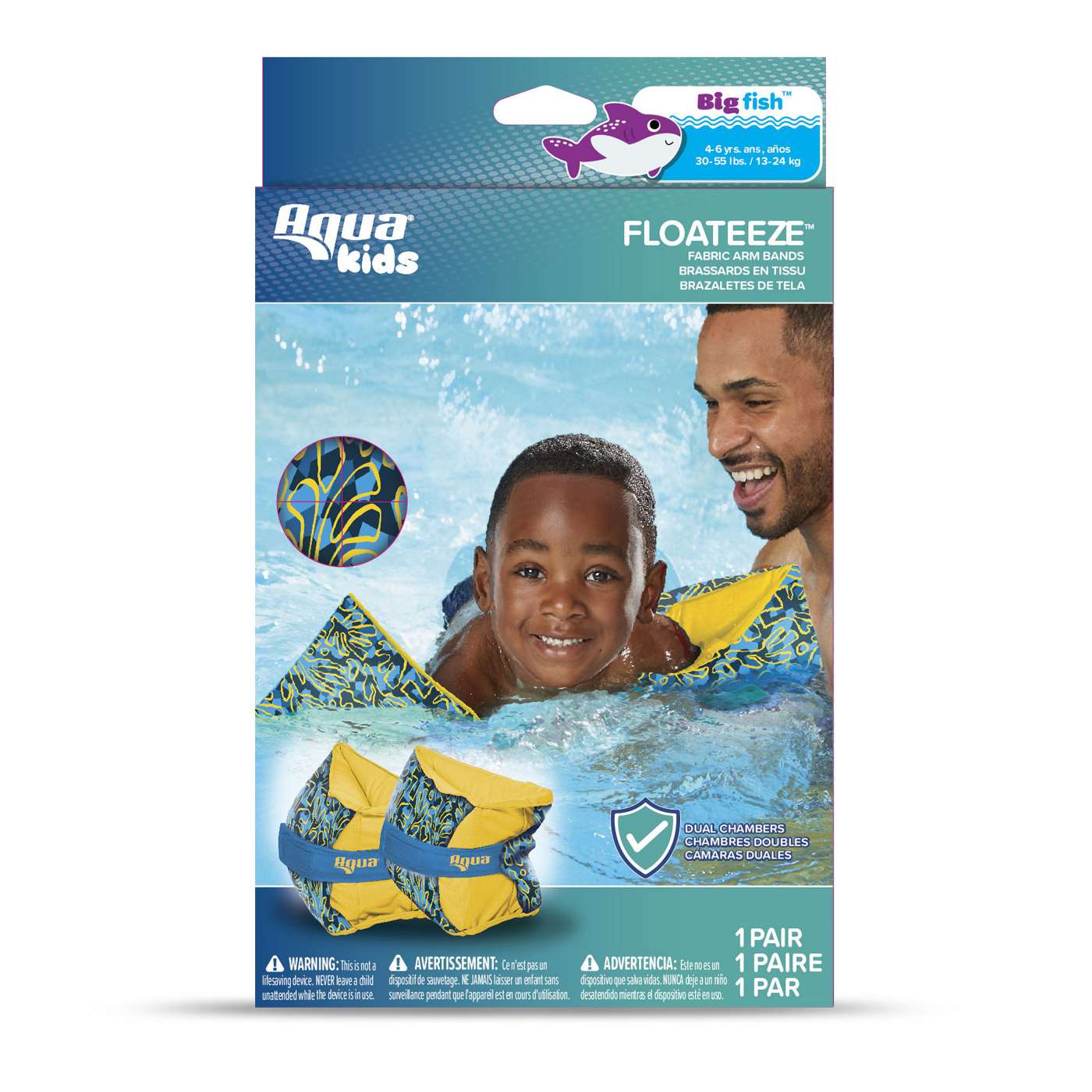 Aqua Leisure Kids FloatEez Fabric Arm Bands - Blue; image 5 of 6
