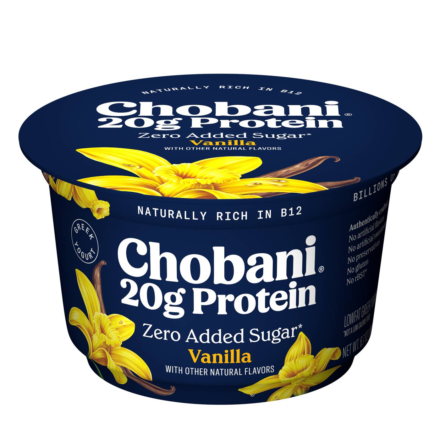 Chobani 20G Protein Zero Sugar Added Greek Yogurt - Vanilla; image 1 of 6