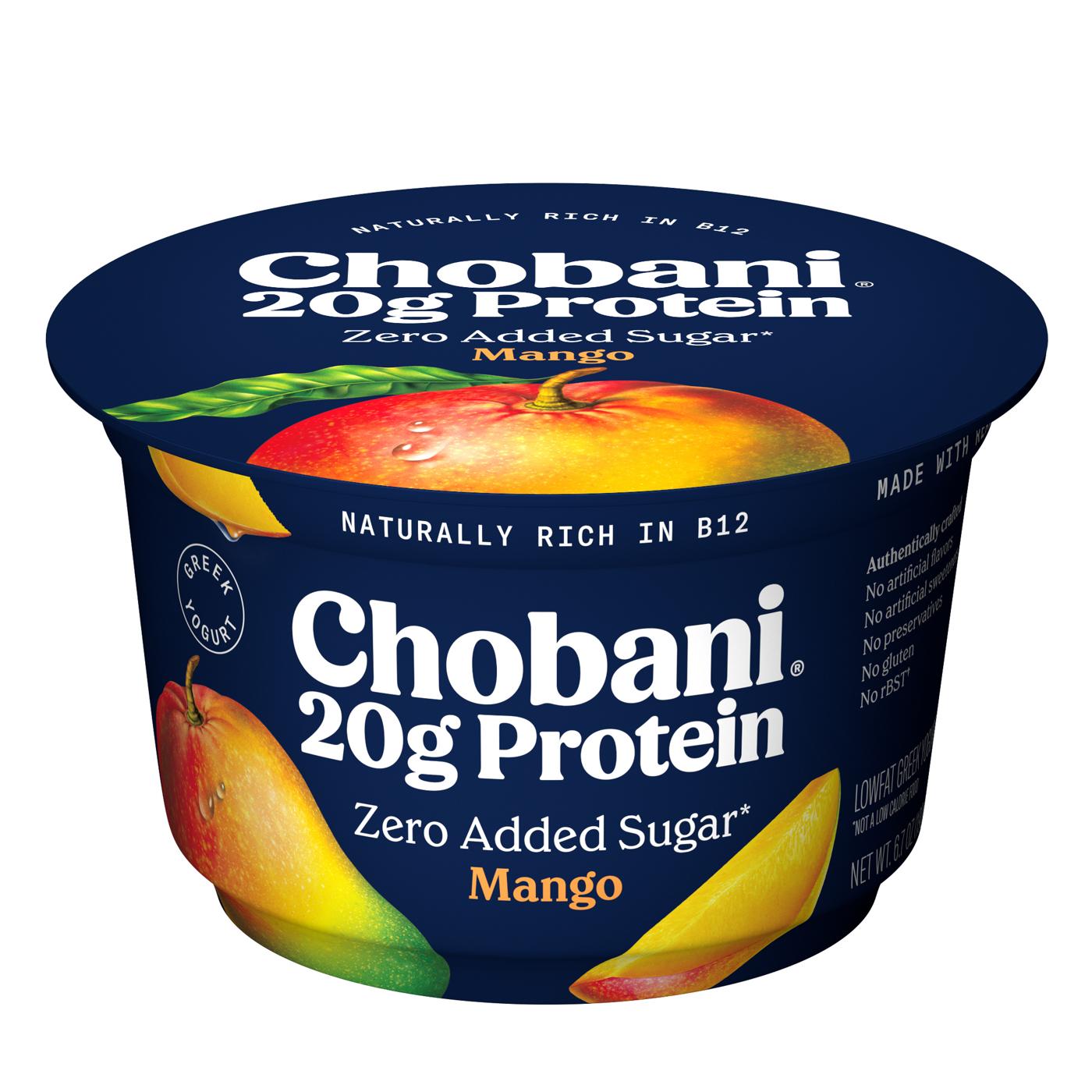 Chobani 20g Protein Zero Sugar Added Greek Yogurt -  Mango; image 1 of 2