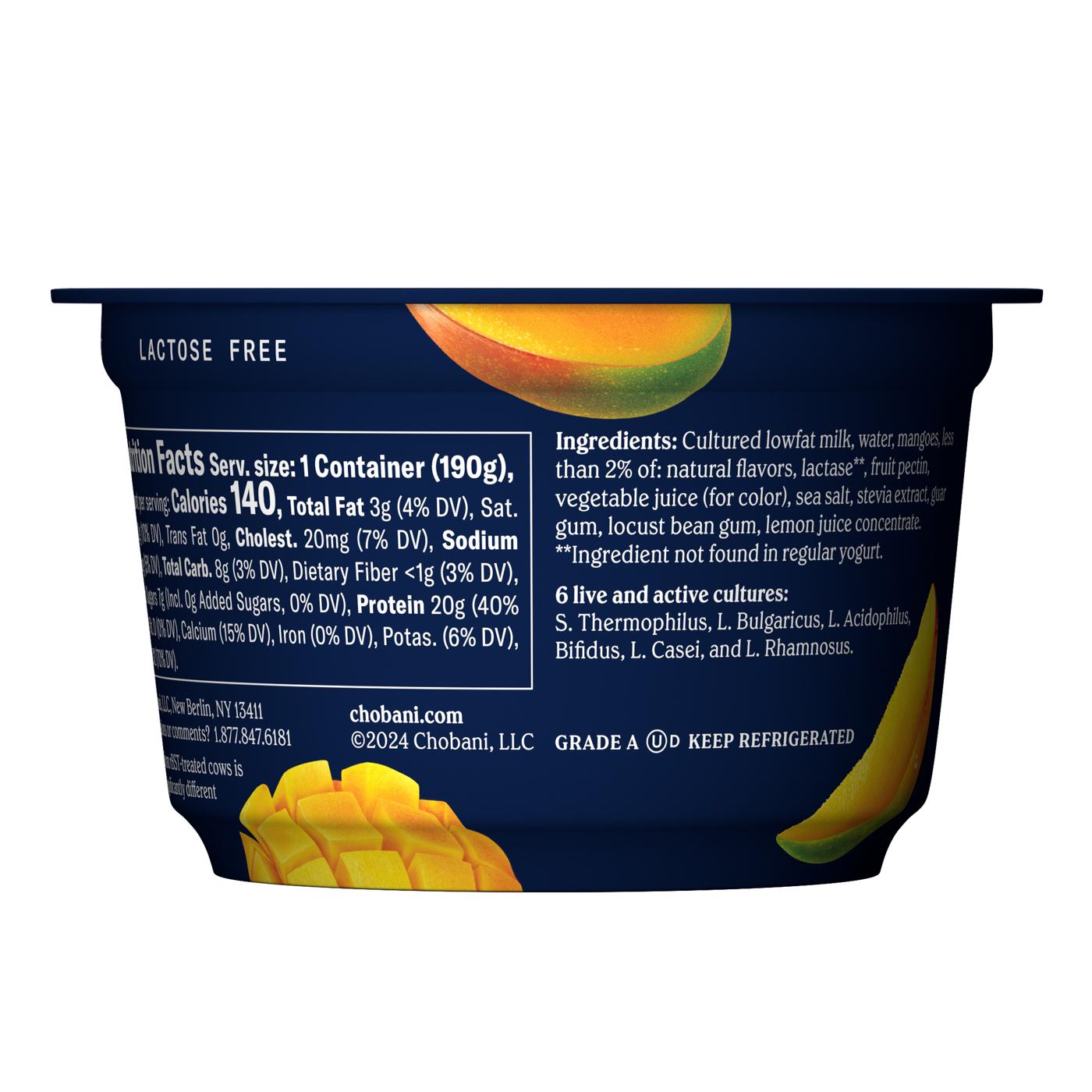 Chobani 20g Protein Zero Sugar Added Greek Yogurt -  Mango; image 2 of 4