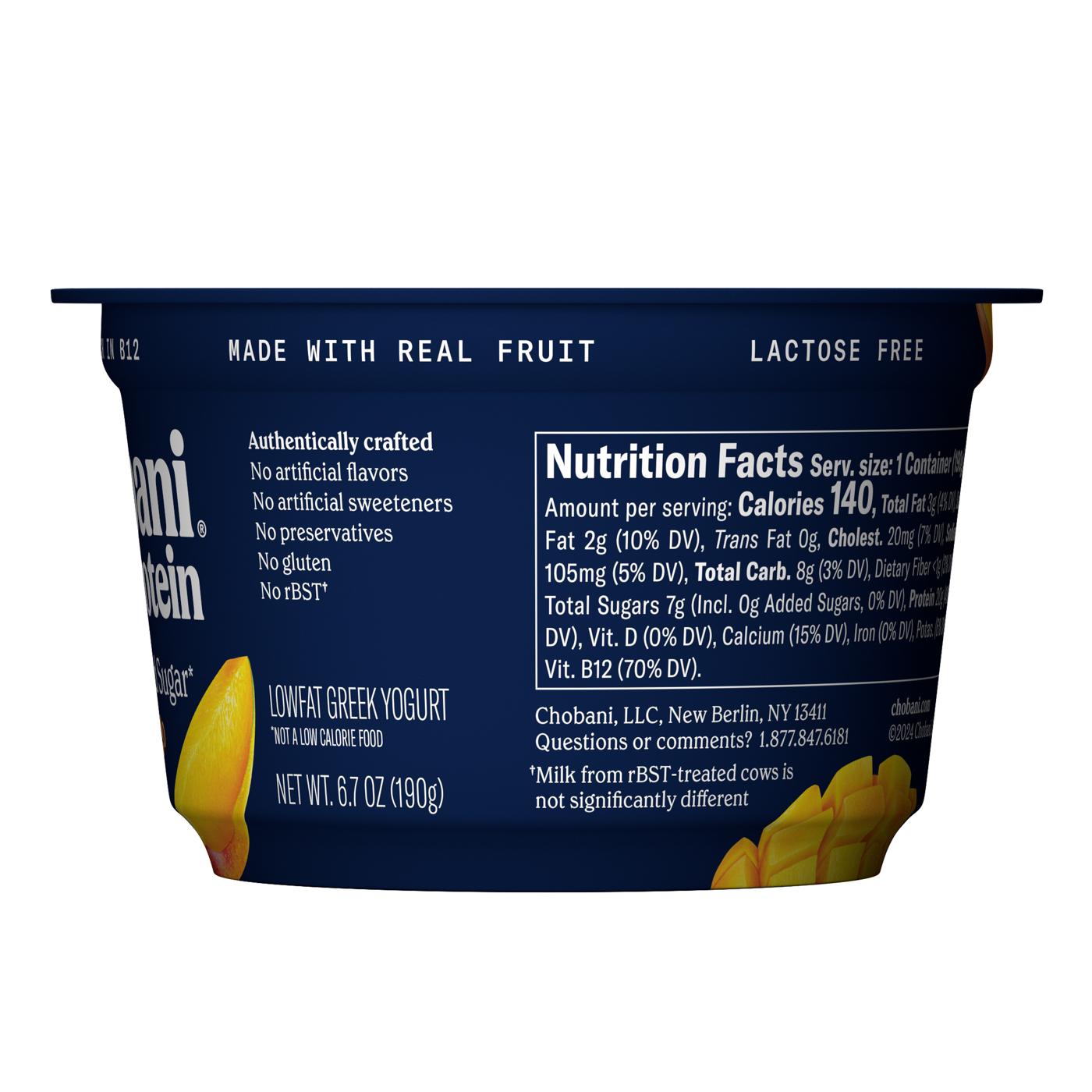 Chobani 20g Protein Zero Sugar Added Greek Yogurt -  Mango; image 3 of 4