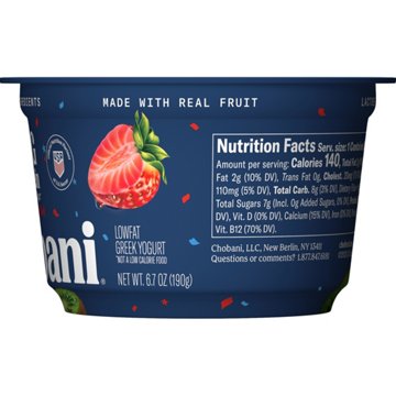 Chobani 20G Protein Zero Sugar Added Greek Yogurt - Strawberry Kiwi