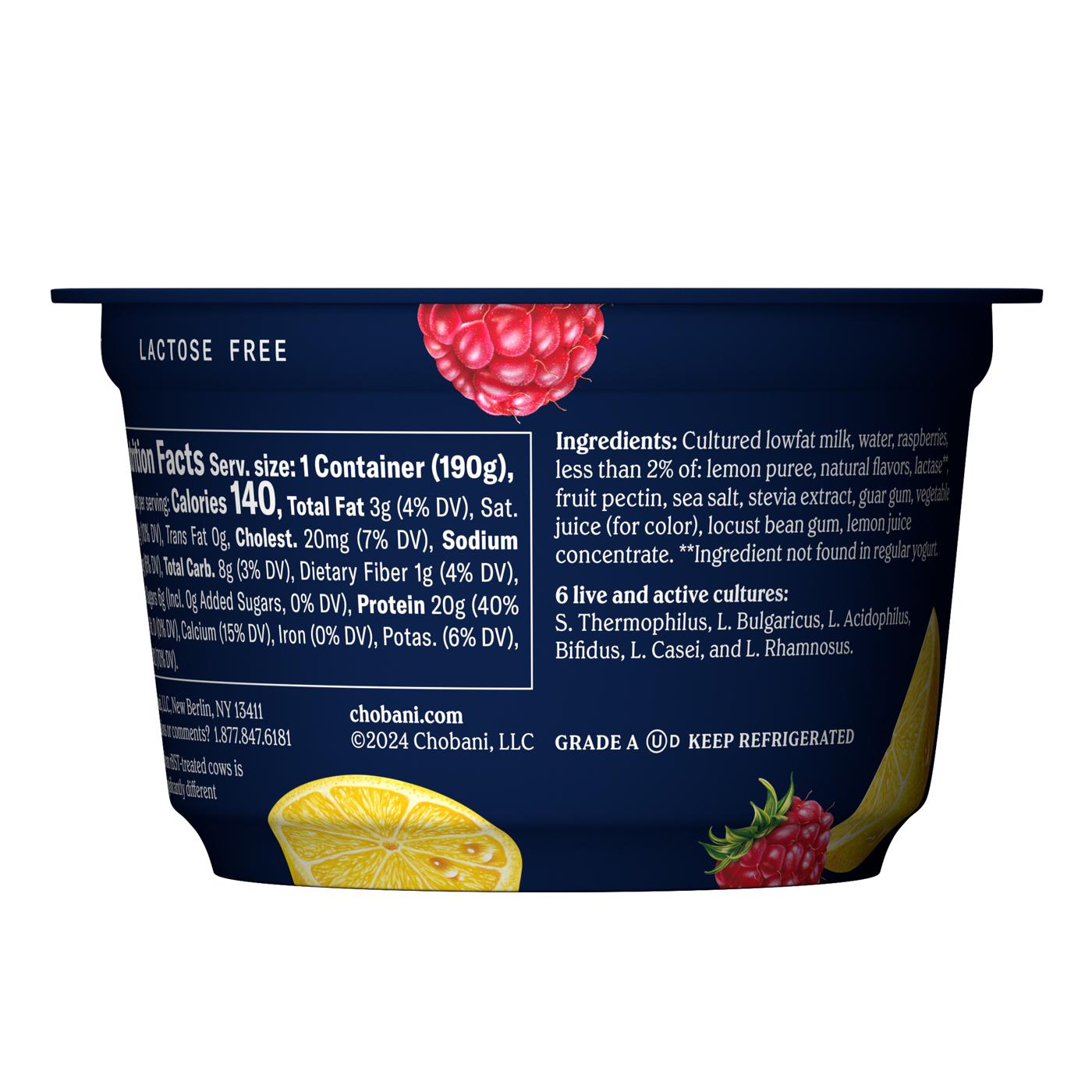 Chobani 20g Protein Zero Sugar Added Greek Yogurt -  Raspberry Lemon; image 2 of 4