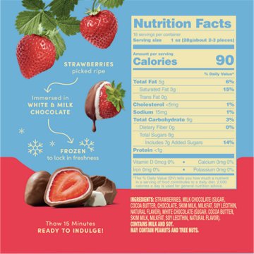 Tru Fru Frozen Strawberries - Milk + White Chocolate, Family Size, 18 oz