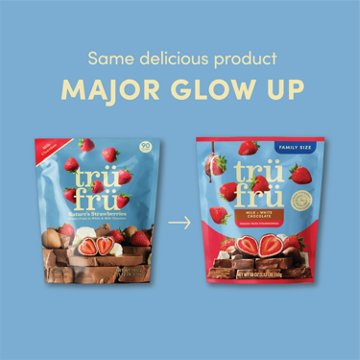 Tru Fru Frozen Strawberries - Milk + White Chocolate, Family Size, 18 oz