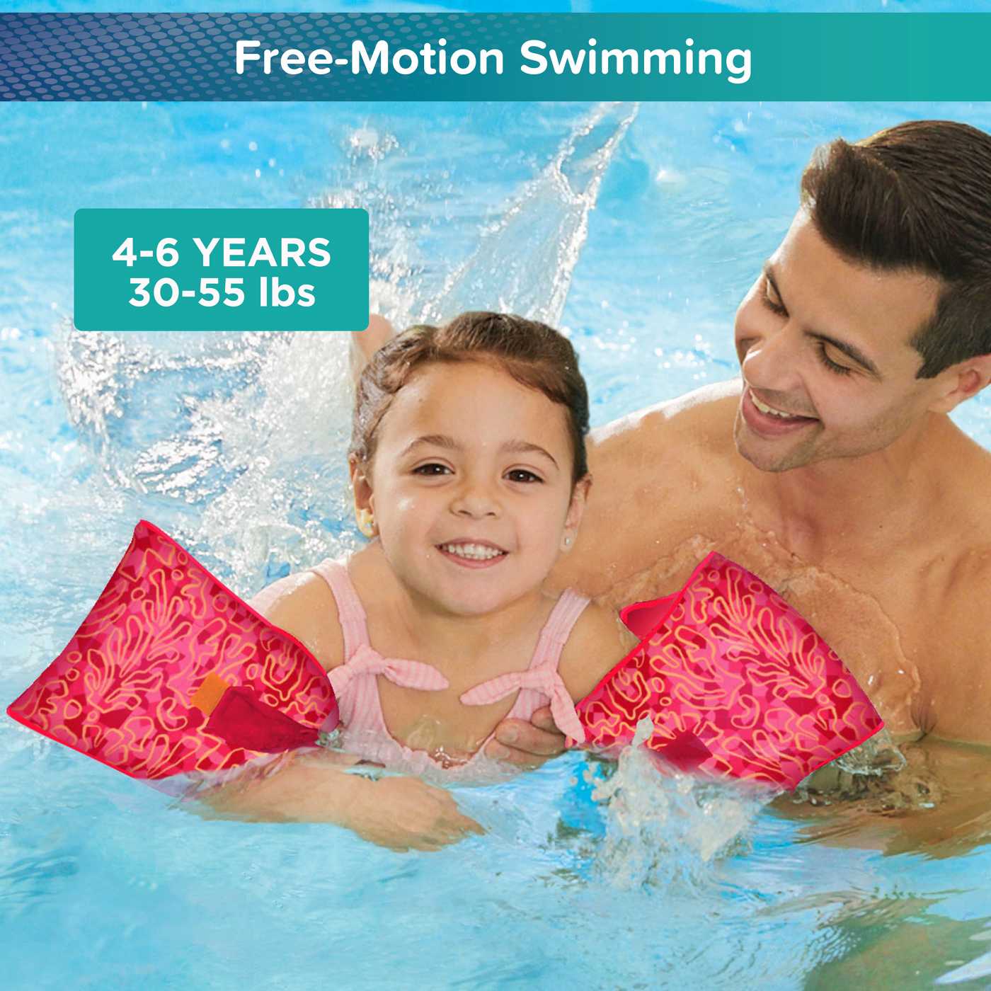 Aqua Leisure Kids FloatEez Fabric Arm Bands - Pink; image 3 of 6