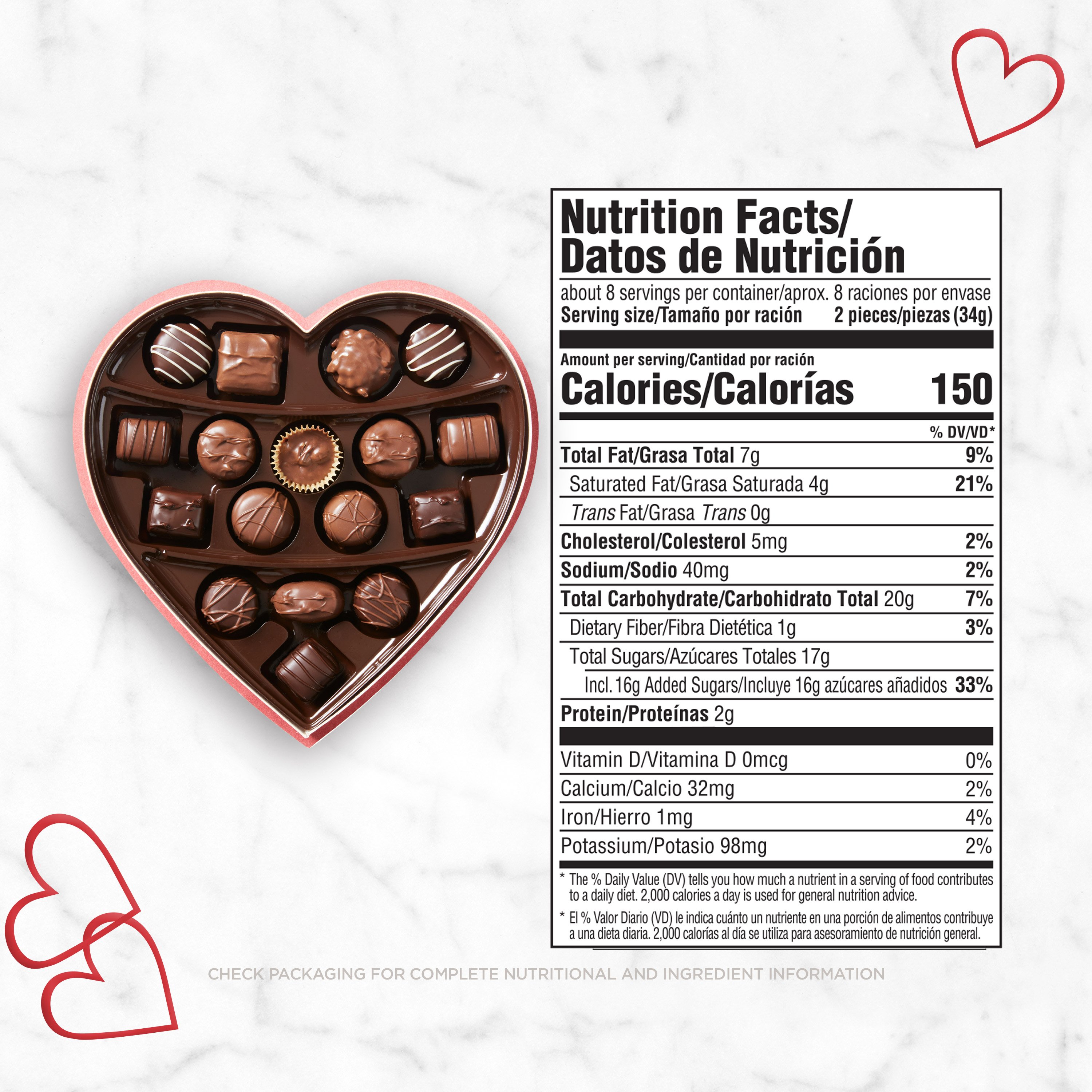 Russell Stover Te Amo Assorted Chocolates Valentine's Heart Gift