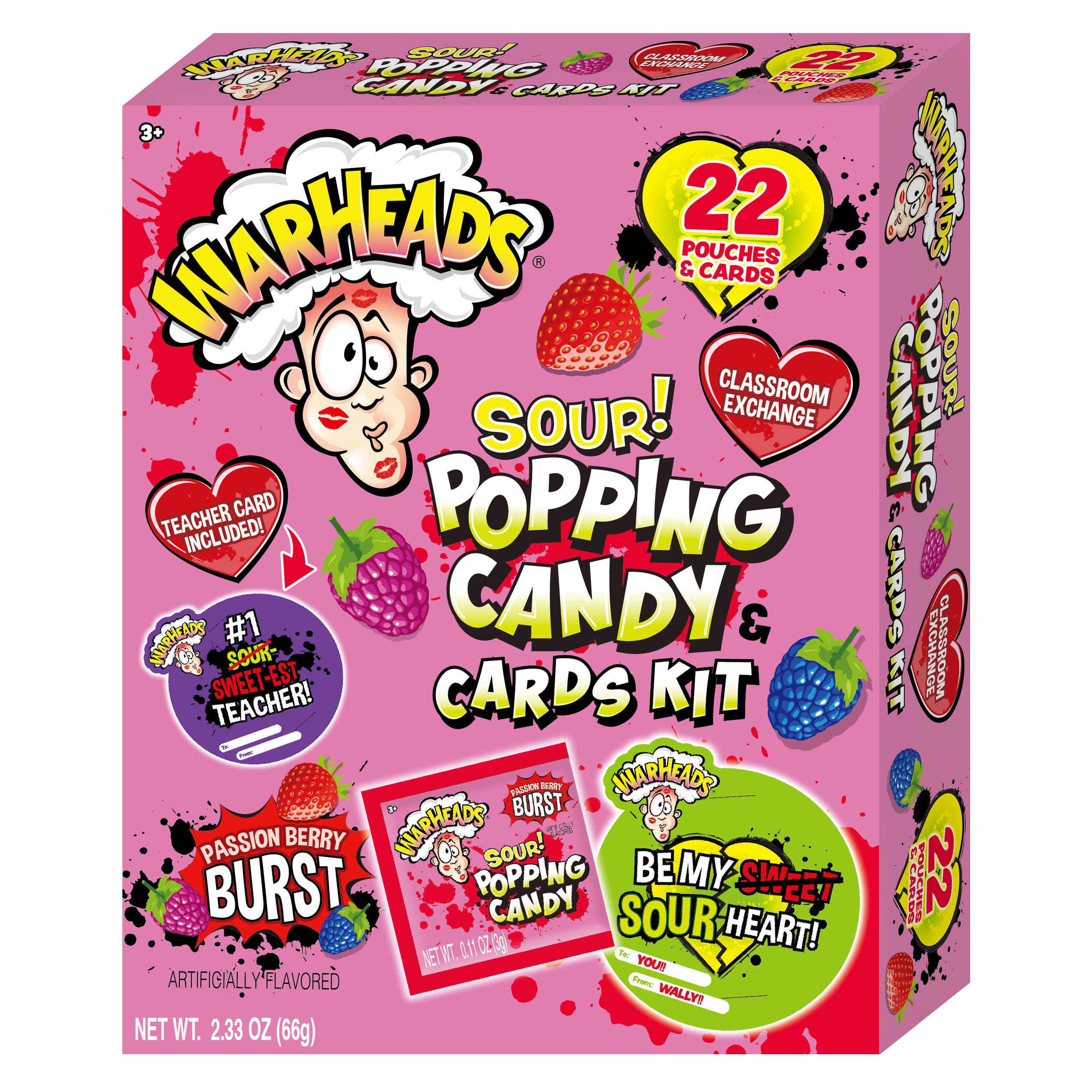 WarHeads Sour Popping Candy Valentine's Exchange Cards - Shop Candy at ...