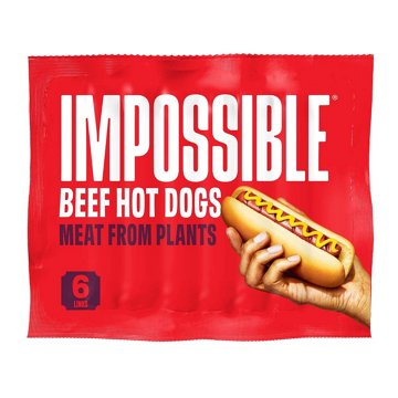 Impossible Beef Hot Dogs Meat From Plants, 6 ct