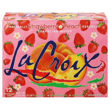 LaCroix Strawberry Peach Sparkling Water 12 pk Cans