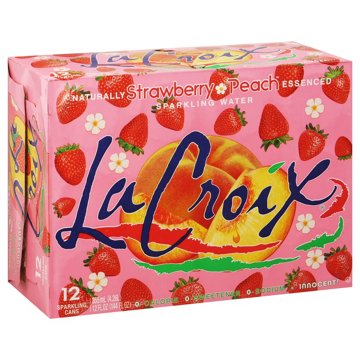 LaCroix Strawberry Peach Sparkling Water 12 pk Cans
