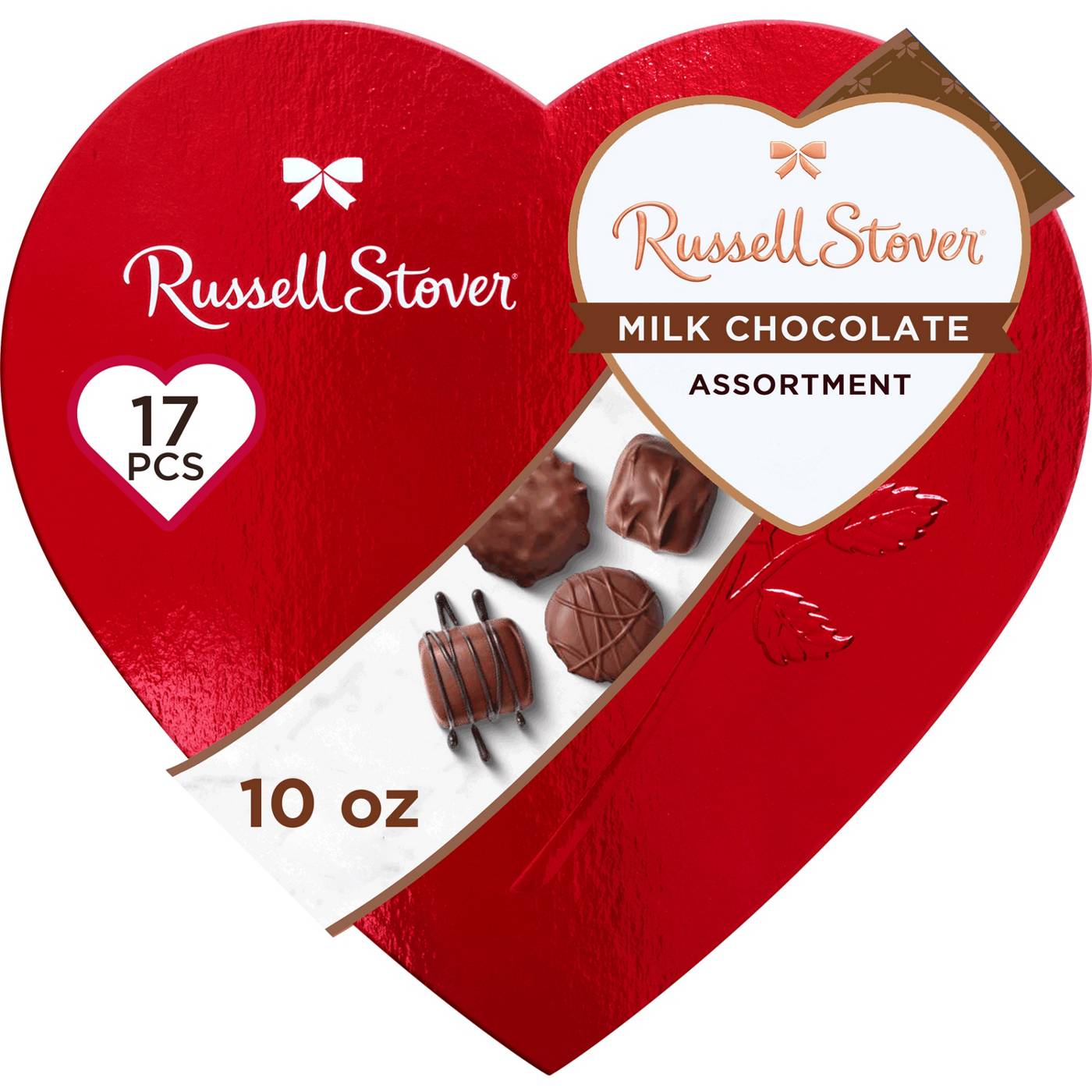 Russell Stover Milk Chocolates Red Foil Valentine's Heart Gift Box, 17 pc; image 1 of 7