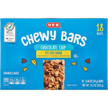 H-E-B Chocolate Chip Chewy Bars - 25% Less Sugar