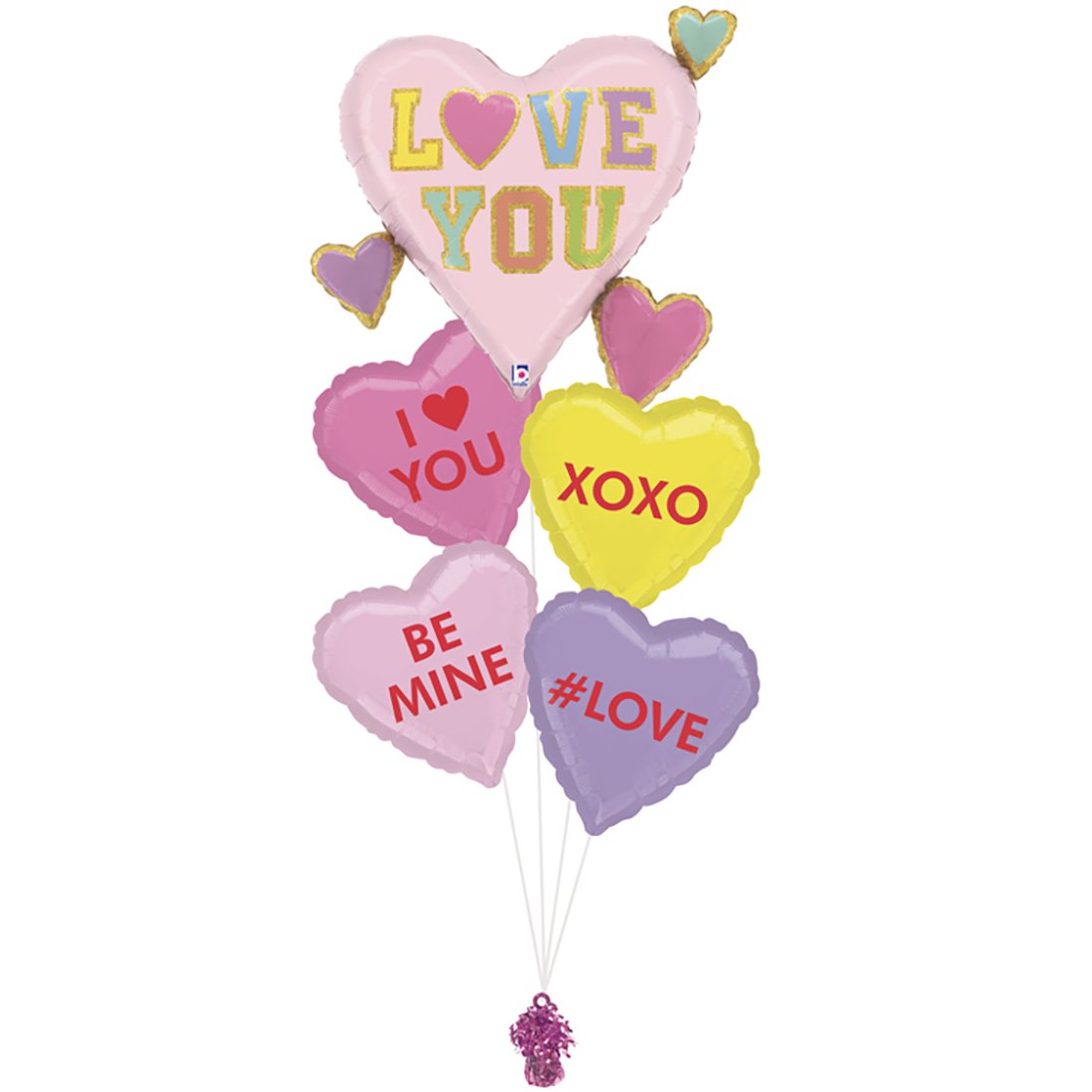 BLOOMS by H-E-B Conversation Heart Balloon Bouquet - Shop Balloons at H-E-B