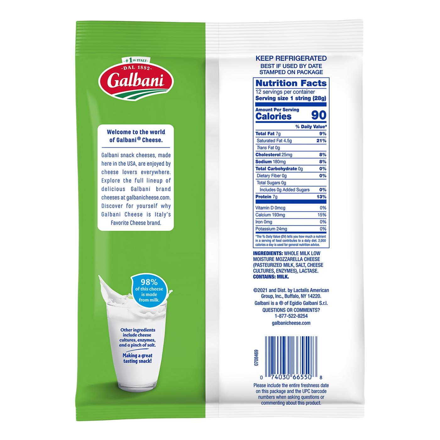 Galbani Lactose Free Whole Milk Mozzarella String Cheese; image 2 of 2