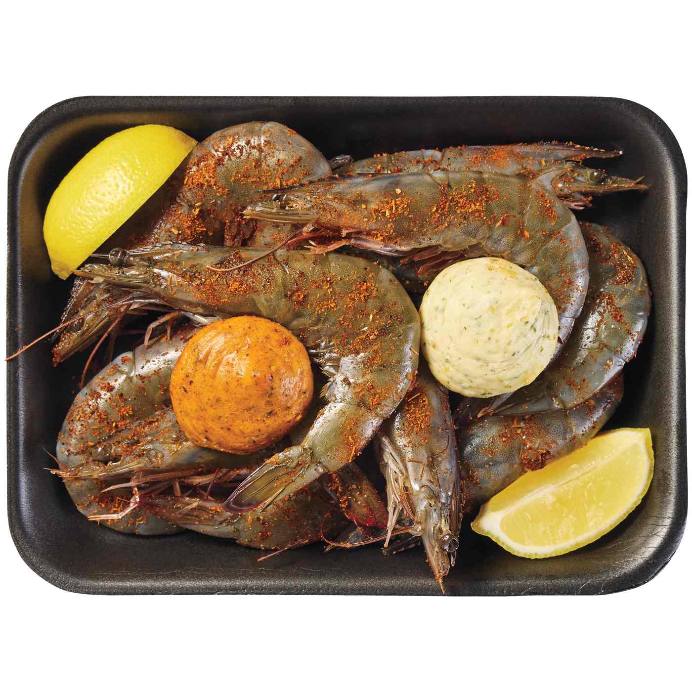 H-E-B Fish Market Blackened BBQ Head-on Super Colossal White Shrimp; image 1 of 2