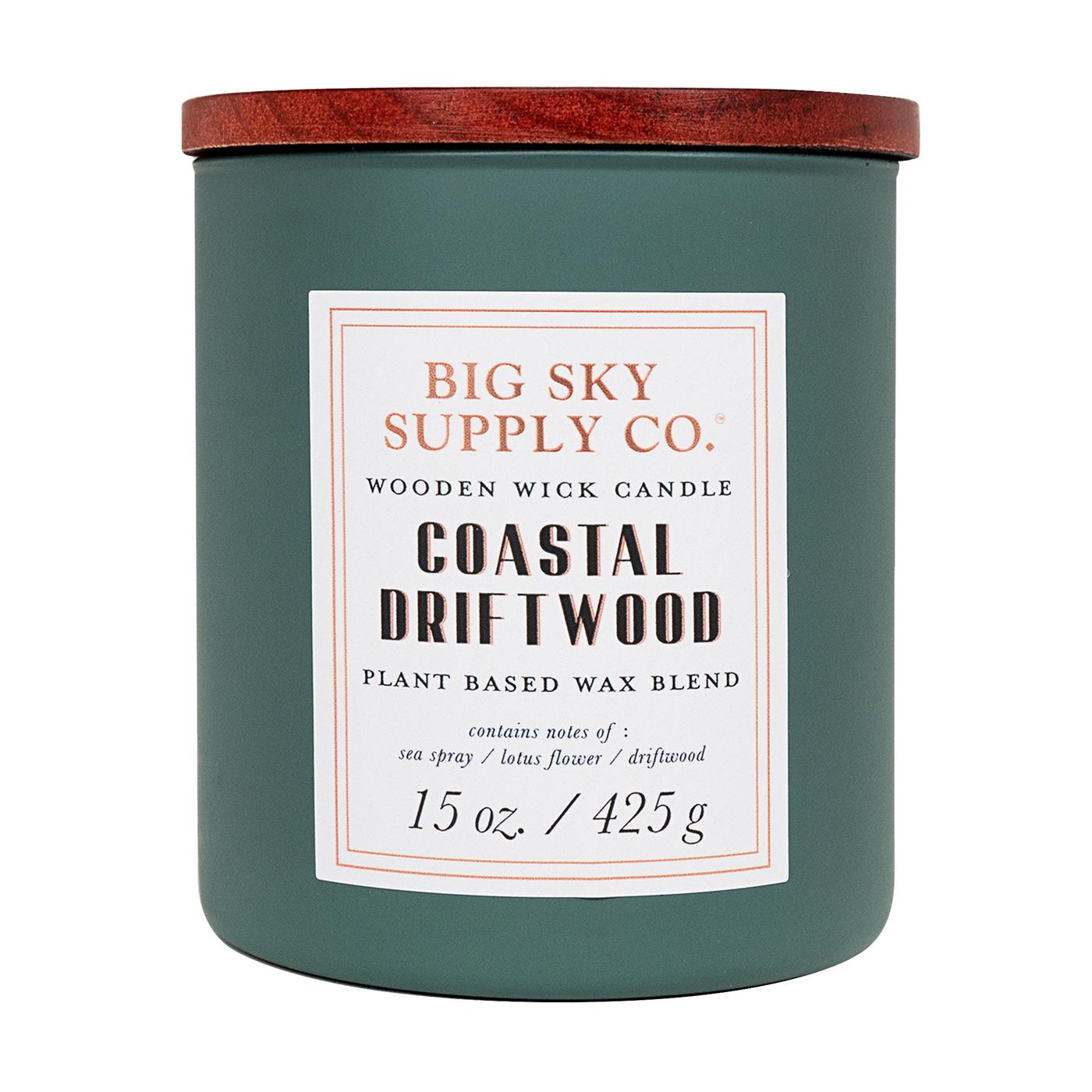 Big Sky Supply Co. Coastal Driftwood Scented Wooden Wick Candle; image 1 of 4