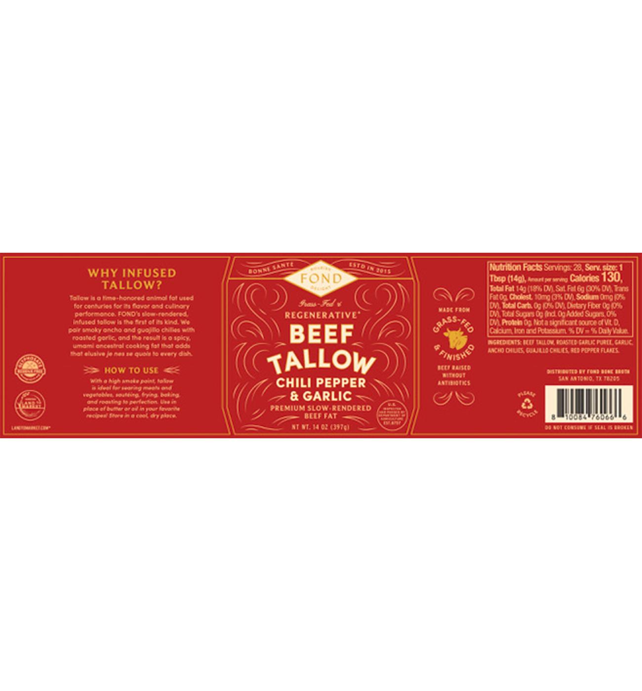 Fond Beef Tallow - Chili Pepper & Garlic; image 2 of 2