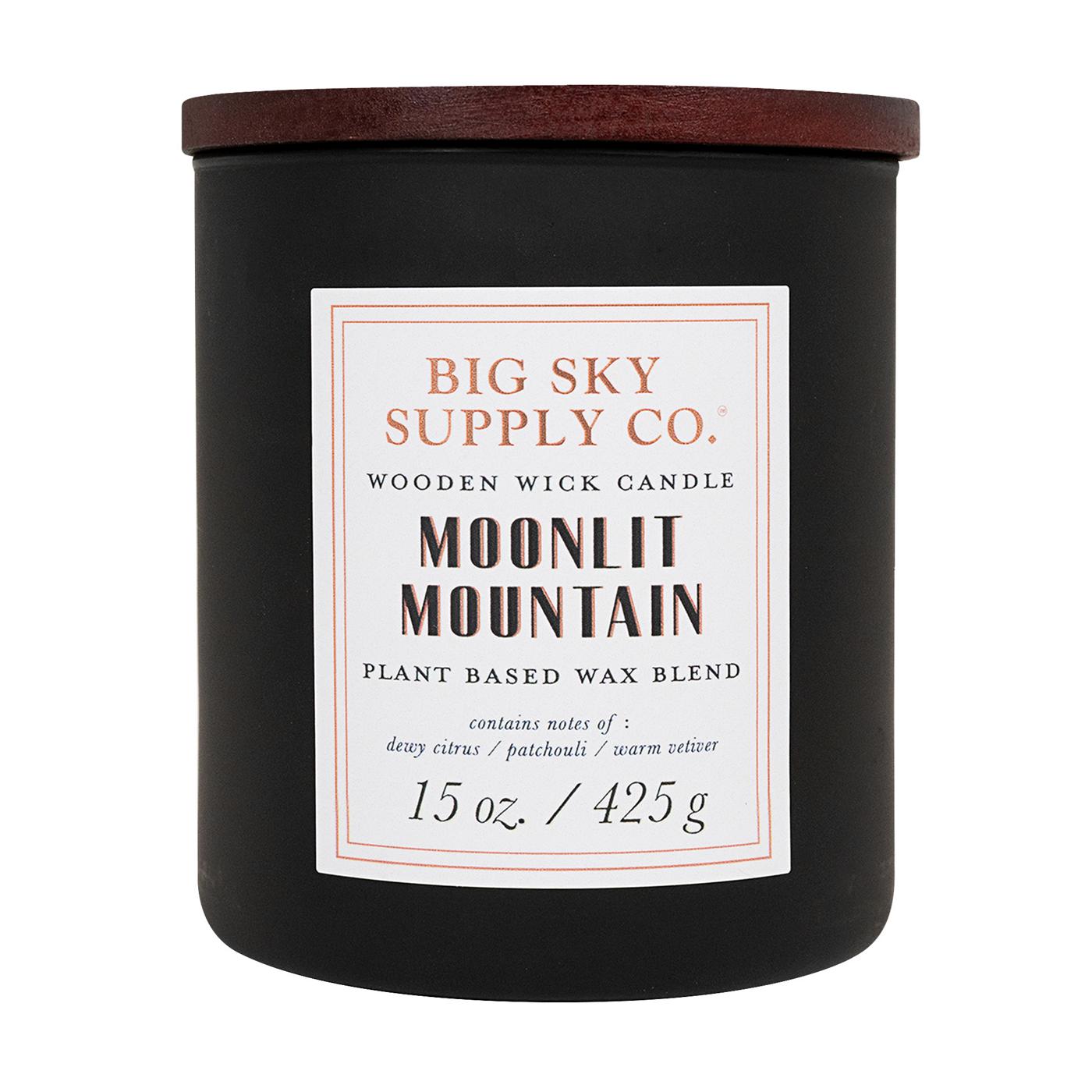 Big Sky Supply Co. Moonlit Mountainv Scented Wooden Wick Candle; image 1 of 4