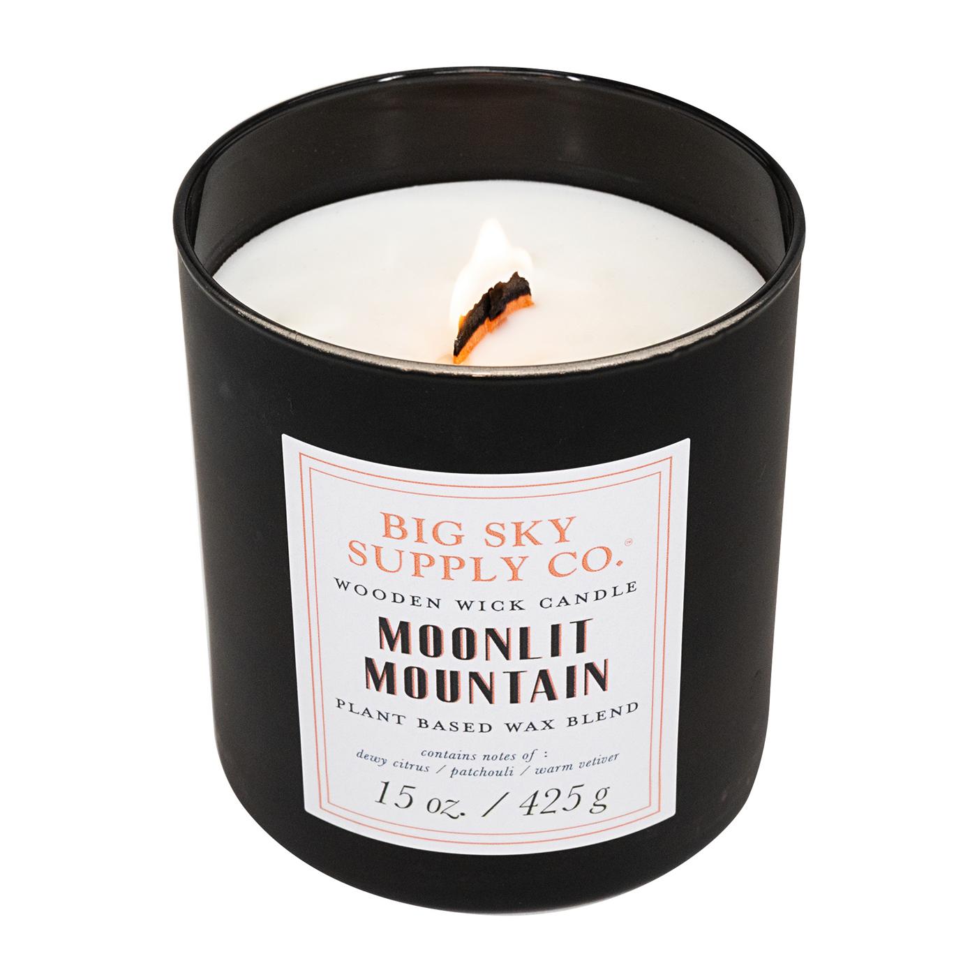 Big Sky Supply Co. Moonlit Mountainv Scented Wooden Wick Candle; image 2 of 4