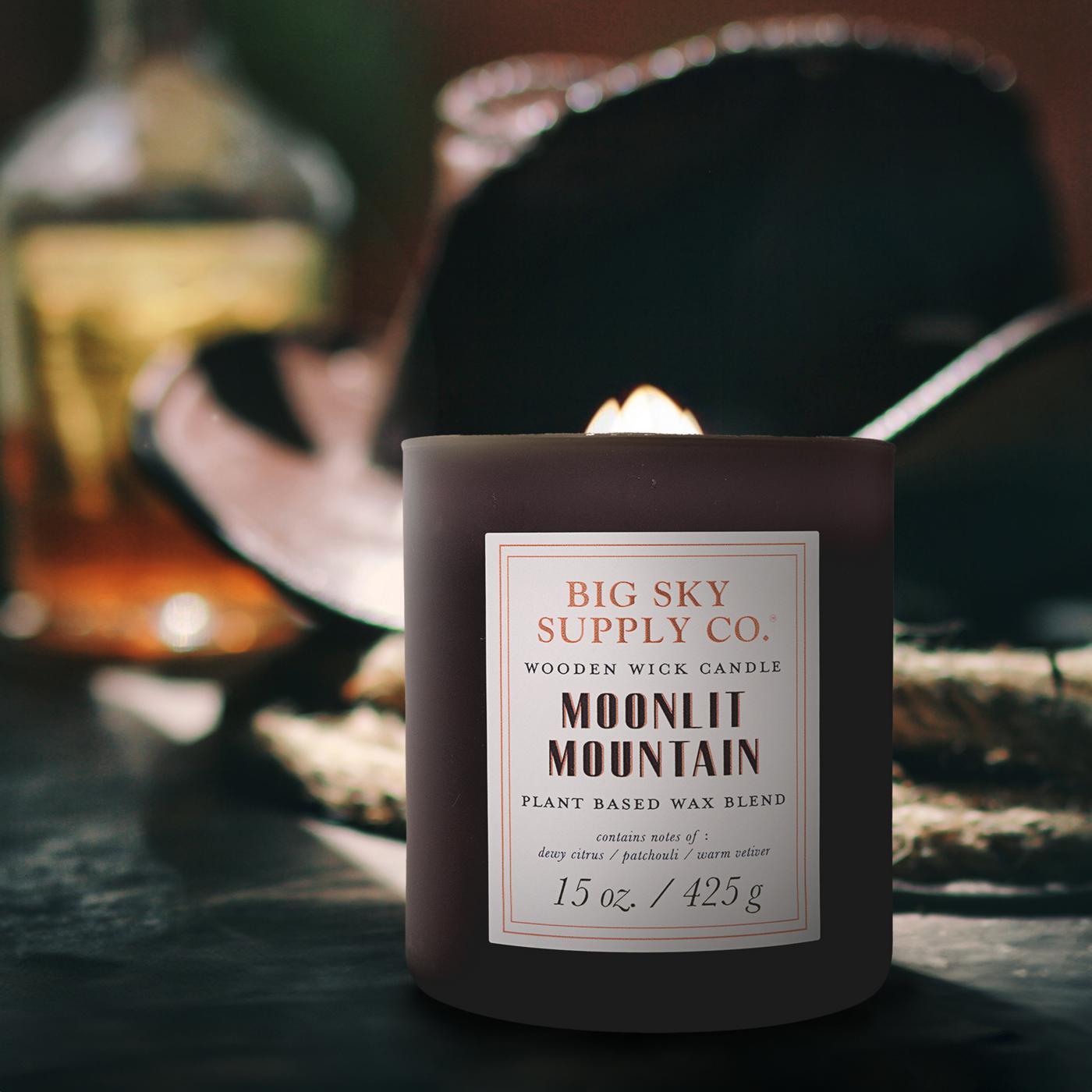 Big Sky Supply Co. Moonlit Mountainv Scented Wooden Wick Candle; image 3 of 4