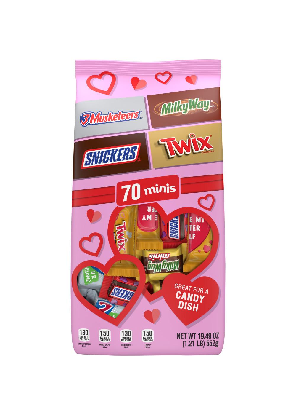 Snickers, Twix, Milky Way & 3 Musketeers Assorted Minis Valentine's Candy; image 1 of 7