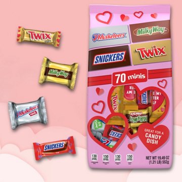 Snickers, Twix, Milky Way & 3 Musketeers Assorted Minis Valentine's Candy