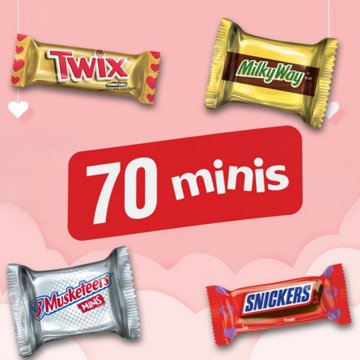 Snickers, Twix, Milky Way & 3 Musketeers Assorted Minis Valentine's Candy