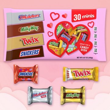 Snickers, Twix, Milky Way & 3 Musketeers Assorted Minis Valentine's Candy