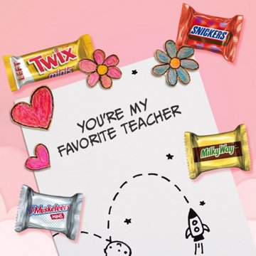 Snickers, Twix, Milky Way & 3 Musketeers Assorted Minis Valentine's Candy
