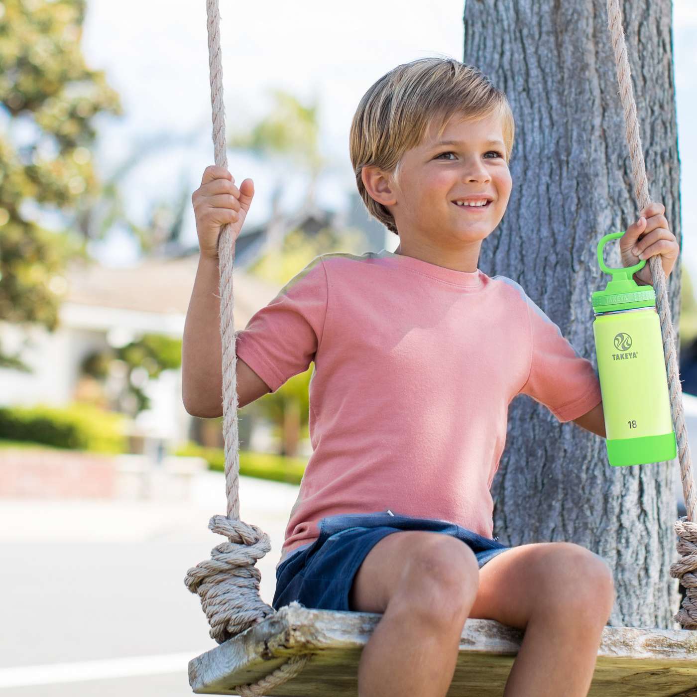 Takeya Kids Actives Glow-in-the-Dark Water Bottle - Lightning Green; image 3 of 6