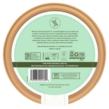 Field & Future by H-E-B Extra Strong Compostable Paper Plates, 10 in, 20 ct