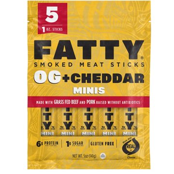 FATTY 6g Protein Mini Smoked Meat Sticks - OG + Cheddar