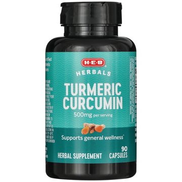 H-E-B Herbals Turmeric Curcumin Capsules - 500 mg, 90 ct