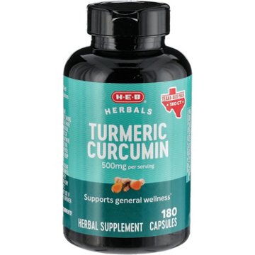 H-E-B Herbals Turmeric Curcumin Capsules - 500 mg Texas-Size Pack, 180 ct