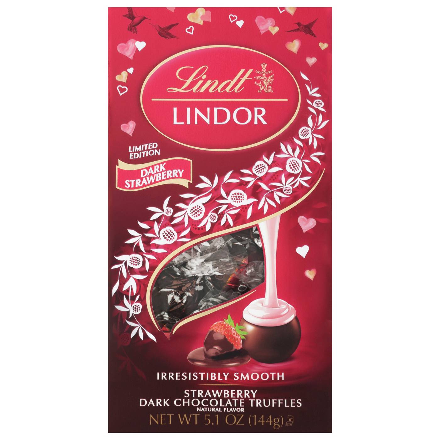 Lindt Lindor Strawberry Dark Chocolate Truffles Valentine's Candy; image 1 of 4