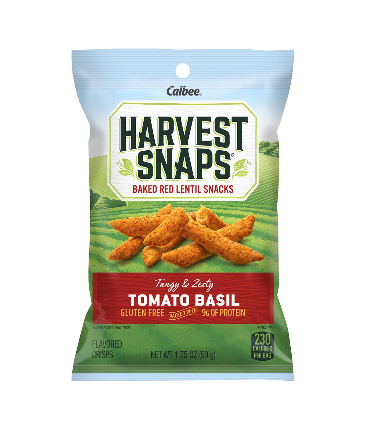 Calbee Harvest Snaps Tomato Basil Baked Red Lentil Snack Crisps; image 1 of 2