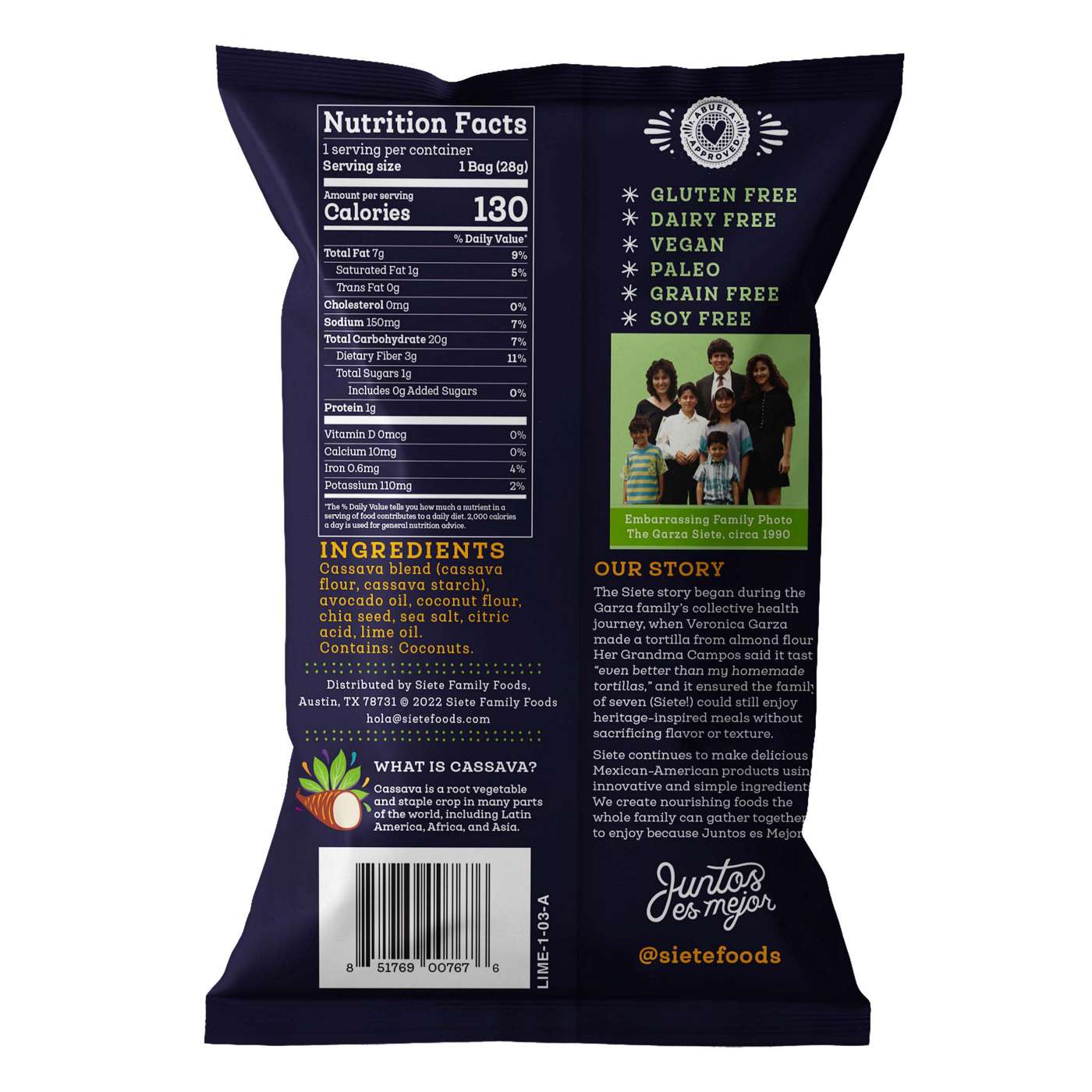 Siete Grain Free Tortilla Chips - Lime; image 2 of 2