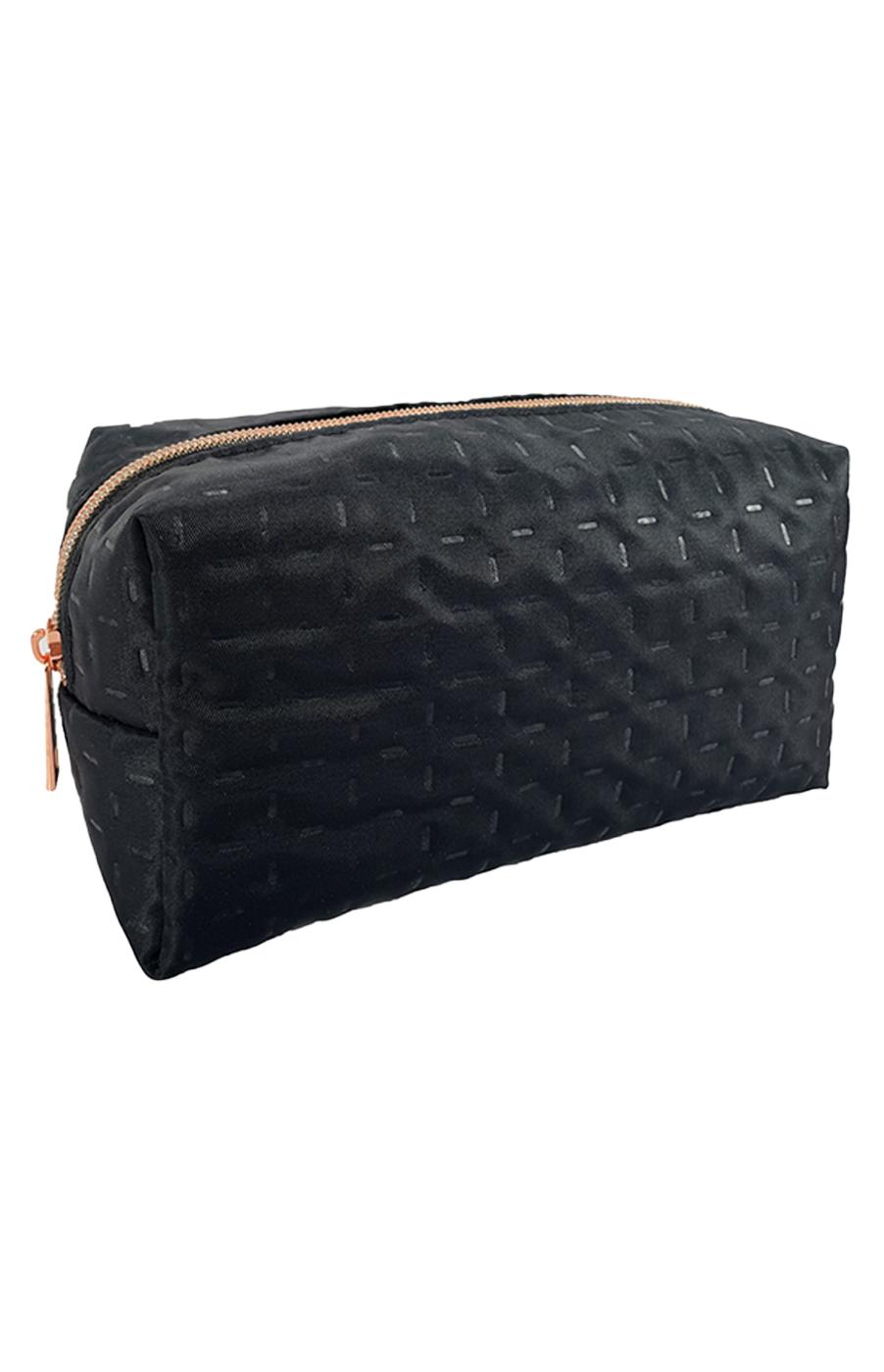 habe travel makeup bag EACHY for Women, PU Leather Cosmetic Bag, Brown, Medium This stylish faux leather makeup bag is designed to keep all your cosmetics organized while on the go RIES The Essential Travel Vanity