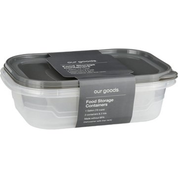our goods Rectangle Food Storage Containers, 2 pk, 1 gal