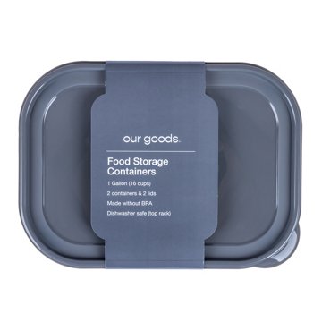 our goods Rectangle Food Storage Containers, 2 pk, 1 gal