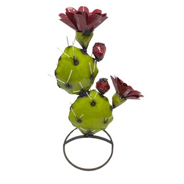 Creative Decor Sourcing Prickly Pear Cactus Metal Garden Statue, Large